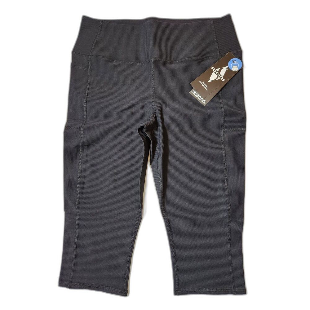 Skechers GoWalk GoFlex Rib High‑Waisted Capri Women’s XL Black